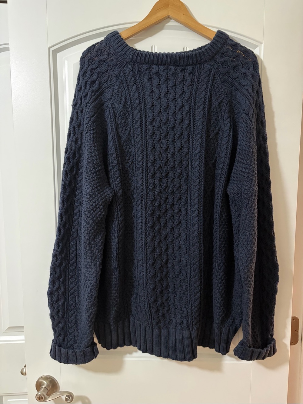 LL Bean Signature 100% Cotton Navy Blue Fisherman’s Sweater Size XXL